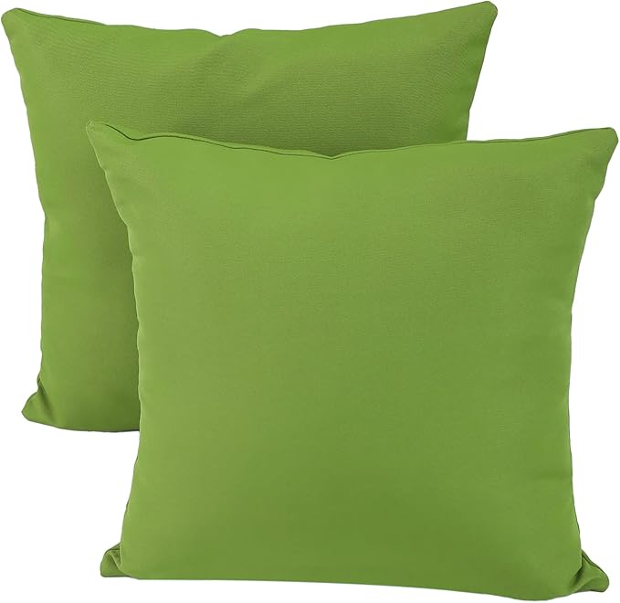 idee-home Outdoor Pillows with Inserts Included, Patio Outside Square Pillows Waterproof Set of 2, 18 x 18 inch Green