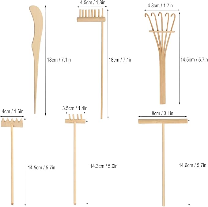 18 PCS DIY Sand Zen Garden Tools, Mini Zen Garden Rake Sets for Serenity and Spiritual Meditation, Tasteful and Elegant Zen Garden Accessories for Home Decor, and Father or Mother's Gift, by GNIEMCKIN