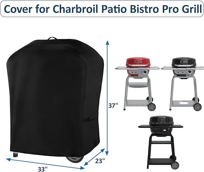 Cover for Charbroil Bistro Pro Electric Grill & Griddle, with Handle & Straps for 25302145 25302146 25302148 25302161, 600D Waterproof All Weather Resistant Electric Cover, Replace CB1250073P4