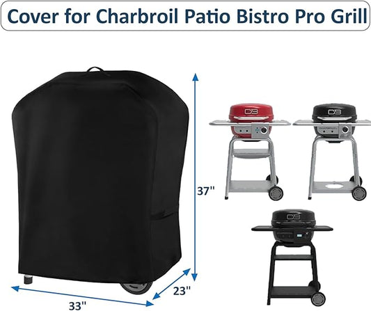 Cover for Charbroil Bistro Pro Electric Grill & Griddle, with Handle & Straps for 25302145 25302146 25302148 25302161, 600D Waterproof All Weather Resistant Electric Cover, Replace CB1250073P4