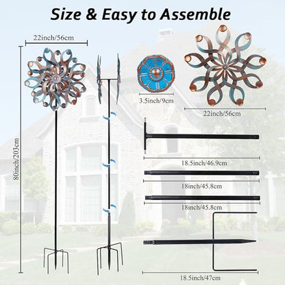 DREAMSOUL 22" Large Wind Spinners Outdoor, Outdoor Metal Kinetic Wind Spinners for Yard and Garden