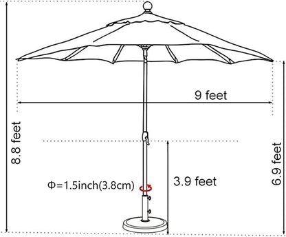 EliteShade USA 10-Year-Non-Fading 9Ft Market Umbrella Patio Umbrella Outdoor Table Umbrella with Ventilation, Sunflower Yellow