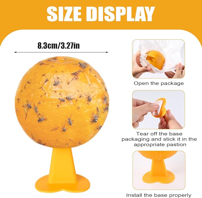 6 PCS Fly Trap Indoor Fly Sticky Ball, Hanging Fly Trap Outdoor Bug Gnat Trap Ball, Bug Catcher Ball for House Plants Kitchen Drain Yard Garden