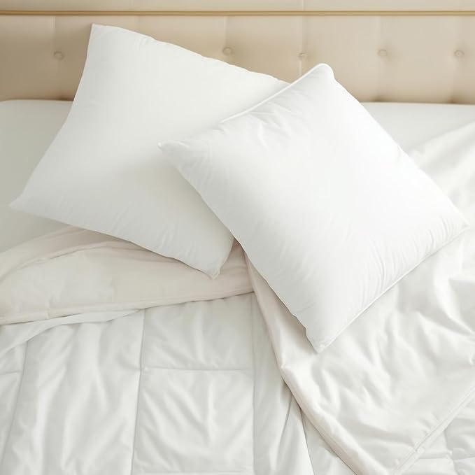 OKBA Throw Pillows Insert Set of 2, with 100% Cotton Cover, Bed and Couch - Indoor Hotel Decorative Pillows, 26x26 in White Pillows Inserts
