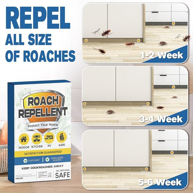 Roach Repellent, Cockroach Repellent Indoor Home, Roaches Deterrent, Keep Roaches Away, Pet Safe Roach Repeller Outdoor, Get Rid of Roaches-8P