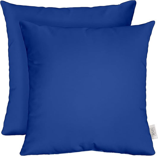 RSH DECOR: Square Throw Pillows Set of 2 | 20” x 20” | All-Weather Spun Fabric | Water and Fade-Resistant | Outdoor Accent Pillows for Patio Furniture | Veranda Blue