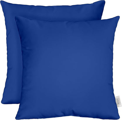 RSH DECOR: Square Throw Pillows Set of 2 | 17” x 17” | All-Weather Spun Fabric | Water and Fade-Resistant | Outdoor Accent Pillows for Patio Furniture | Veranda Blue