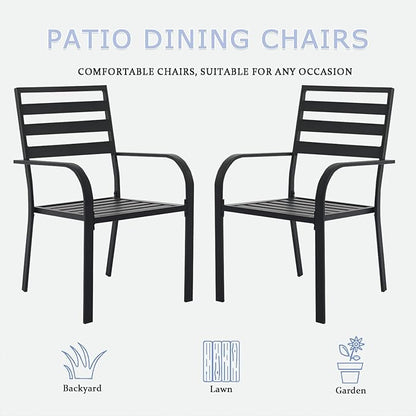 Outdoor Dining Chairs Set of 2, Aluminum Frame Stackable Patio Dining Chairs with Armrest, Wrought Iron Patio Bistro Chairs for Lawn, Backyard, Garden, Porch