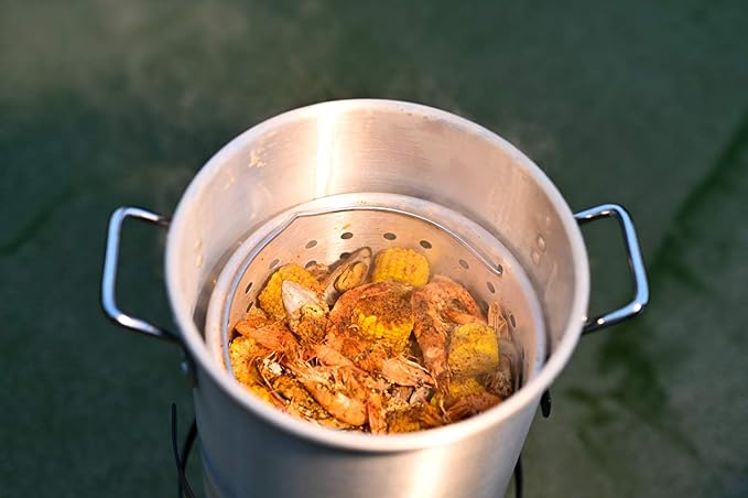 Barton 30Qt Turkey Deep Fryer Deluxe Aluminum 37,000 BTU Outdoor Boiler Roaster Clam Bake Crawfish Pot Boiling Lid Seafood Cajun Gas Stove Burner Stand Injector