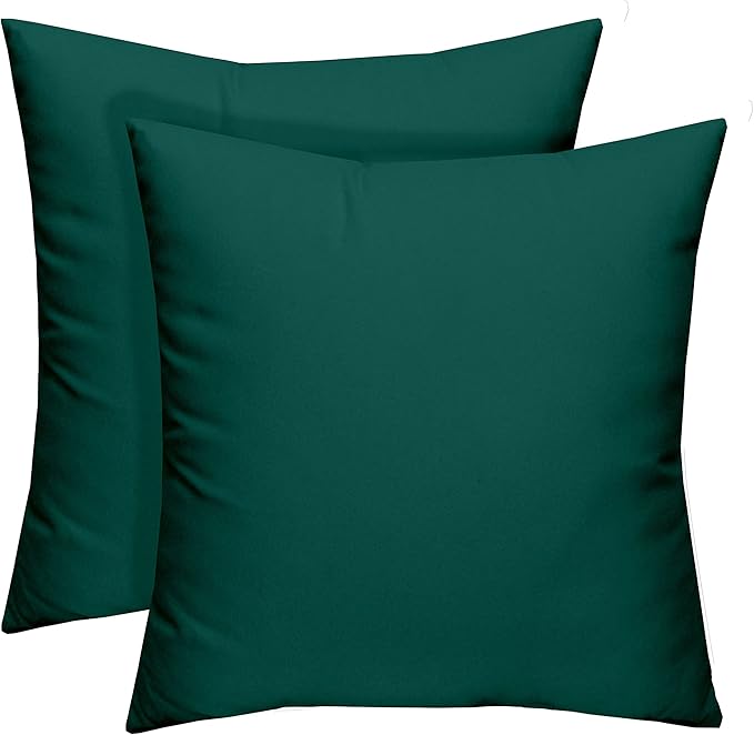 RSH DECOR: Square Throw Pillows Set of 2 | 17” x 17” | All-Weather Spun Fabric | Water and Fade-Resistant | Outdoor Accent Pillows for Patio Furniture | Peacock