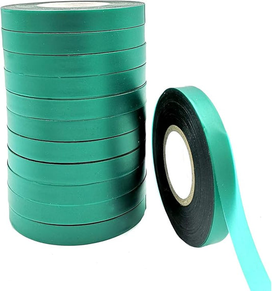 12 Rolls 150 Feet Stretch Tie Tape 0.5 Inch Garden Tie Tape Thick Plant Ribbon Garden Green Vinyl Stake for Indoor Outdoor Patio Plant Use
