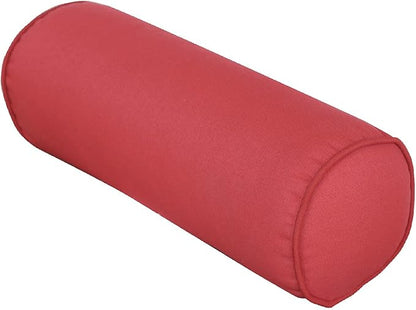 Indoor/Outdoor Bolster Pillows, 16x6 inches Solid Round Lumbar Cylinder Throw Pillows for Outdoor Furnitures, Set of 2, Bright Red