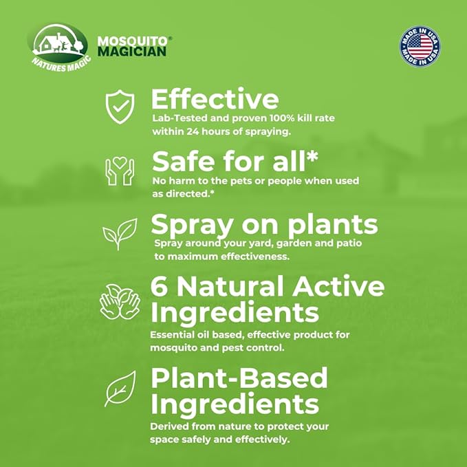 Mosquito Magician Indoor and Outdoor Spray - Use for Carpet, Furniture, Bedding, Couches & Pets – Plant-Sourced with Essential Oil – Mint, 16 OZ