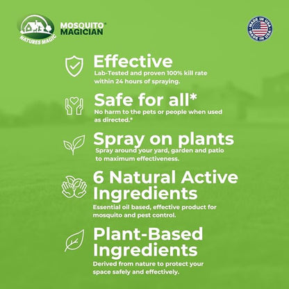Mosquito Magician Indoor Pest Spray – Design for Indoor Use to Neutralize Spiders, Roaches, Ants & Flies with Plant-Sourced Essential Oils, Efficient Ready to Use Home Pest Spray – Lemongrass, 32 OZ