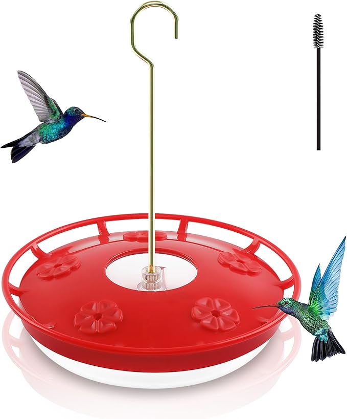 FEED GARDEN 16 OZ Hummingbird Feeders for Outdoor 5 Feeder Ports Ant Bee Proof Leak-Proof Cleaning Brushes Nectar Easy Clean Fill Bird Feeder 1 Pack