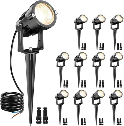 15W Low Voltage Landscape Lights, 12 Pack LED Landscape Lighting Outdoor 12V Warm White LED Landscape Light Waterproof Garden Pathway Lights Wall Tree Flag Spotlight with Spike Stand