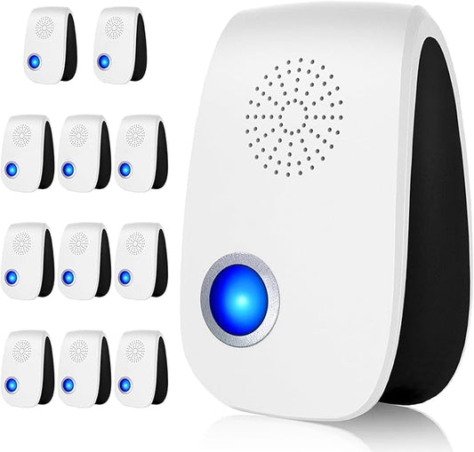 Upgraded Ultrasonic Repellent, Indoor Pest Repellent, Electronic Plug in Pest Control for Roach, Ant, Rodent, Mouse, Bugs, Mosquito, Spider Repellent for House, Garage, Warehouse (12 Packs)