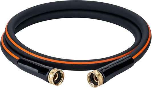 EASTRANS Short Garden Hose 10 ft x 5/8", Heavy Duty Black Orange Water Hose with Female to Female Brass Connector for All-weather Outdoor