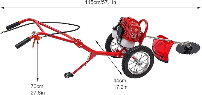 2 Stroke Lawn Mower, 49cc, Gasoline Weed Eater, 6500-7000r/Min High Speed, Hand Push Weed Wacker, Brush Cutter Push Mower Weeding Machine, for Home Yards, Gardens and Small Farms