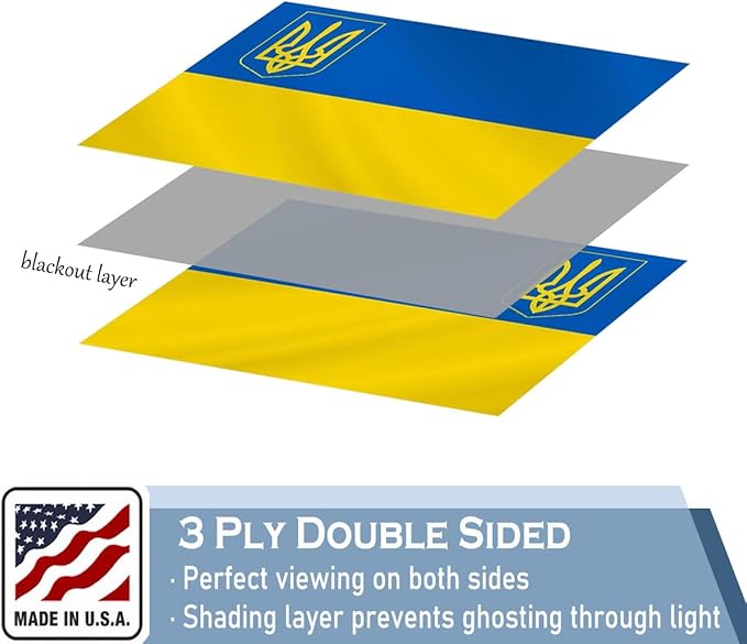 Ukraine Trident Flag 3x5 FT Made in The USA-Heavy Duty Vibrant Colors Double Sided Ukrainian UKR Flag with 2 Brass Grommets for Home/Company/Indoor Outdoor Decoration