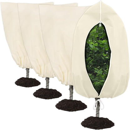 Plant Covers Freeze Protection, 4 Pack Round Frost Blankets for Outdoor Plants (71"x48") – Winter Plant Covers, 2.4oz/yd² Frost Cloth Plant Protection for Trees, Shrubs & Potted Plants