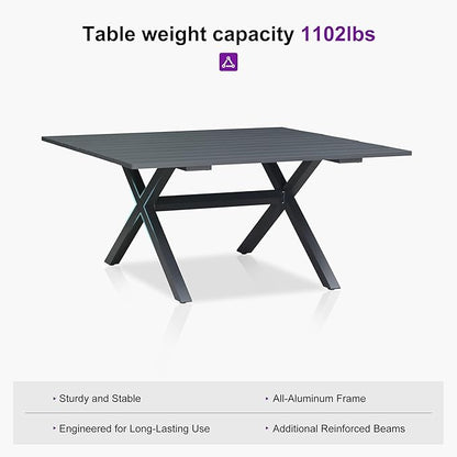 PURPLE LEAF 9 Pieces Outdoor Table and Chair Set Patio Furniture Set with Large Square Table and 10 French Dining Chairs for Poolside Deck Colorful Patio Dining Set