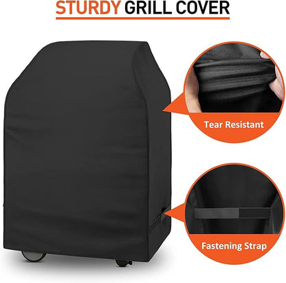 Arcedo Small Grill Cover for Outdoor Grill 32 Inch, Heavy Duty Waterproof 2 Burner Gas BBQ Cover Compatible with Weber Spirit Charbroil Nexgrill with Collapsed Side Tables
