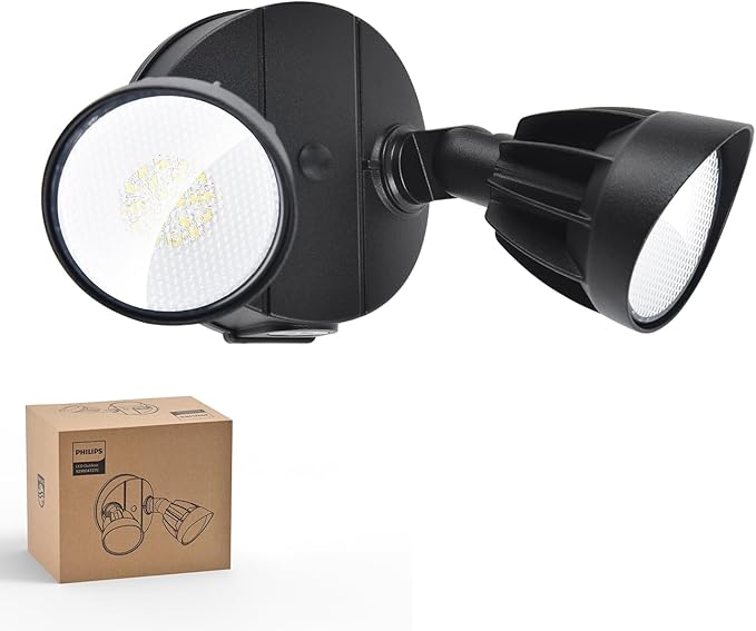 PHILIPS 44W 3500LM ‌LED Security Flood Light‌ ‌Outdoor‌，Switch Controlled Aluminum ‌Security Light‌, 2 Adjustable Heads，5000K Daylight，Wet Location for Patio, Garden, Yard Lights