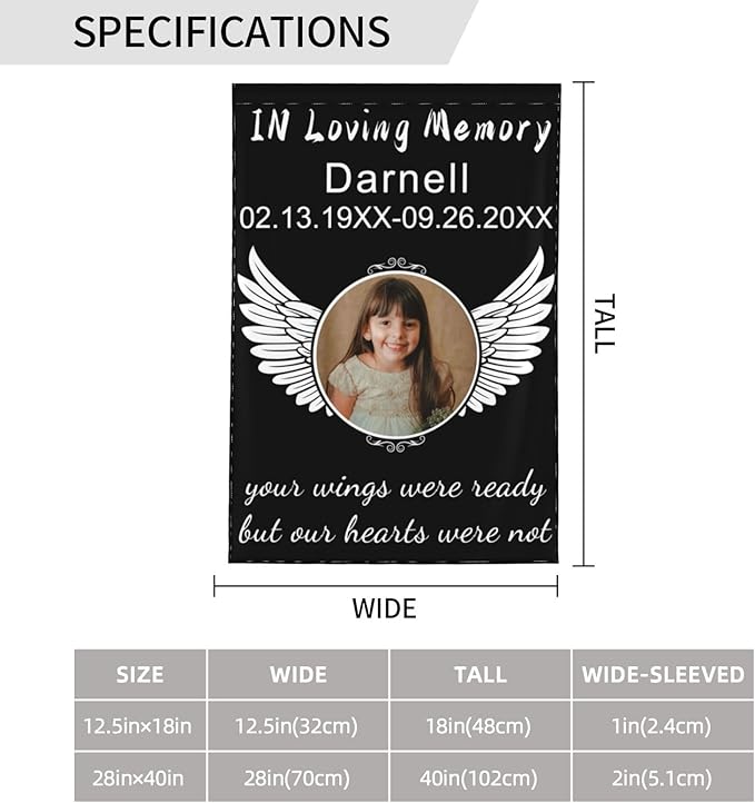 Custom Memorial Flag Personalized Garden Flag for Cemetery in Loving Memory with Photo Name Date Memory Garden Flags For Loss of Loved One Lawn Outdoor Double Sided Yard Flags (Memorial Funeral Flags 2, 12x18(in))