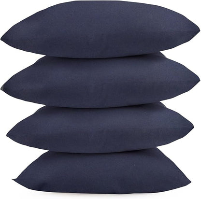 Covers & All Premium Square Throw Pillow Inserts with Covers Set of 4, 12 x 12 Inches Navy Blue, Decorative Cushions for Couch Sofa Home Decor Office Travel UV Resistant Waterproof Soft Cushions