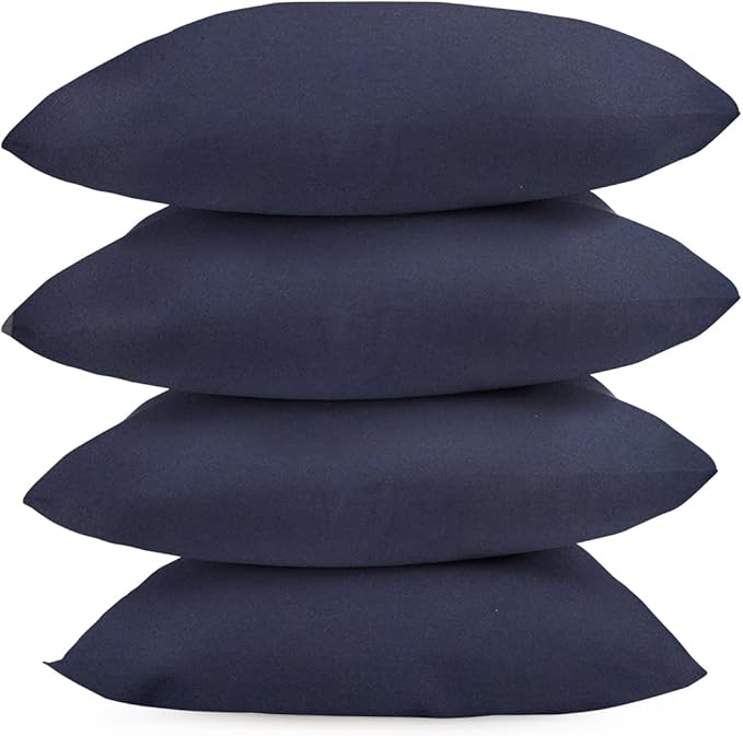 Covers & All Premium Square Throw Pillow Inserts with Covers Set of 4, 16 x 16 Inches Navy Blue, Decorative Cushions for Couch Sofa Home Decor Office Travel UV Resistant Waterproof Soft Cushions