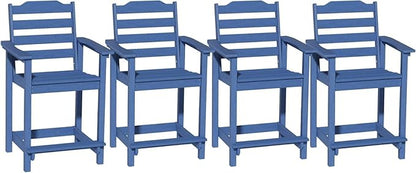OTSUN Tall Adirondack Chairs Set of 4 with Connecting Tray, 24 inches HDPE Bar Height Outdoor Chairs, All Weather Resistant for Balcony, Porch, Kitchen (4 PCS, Navy Blue)