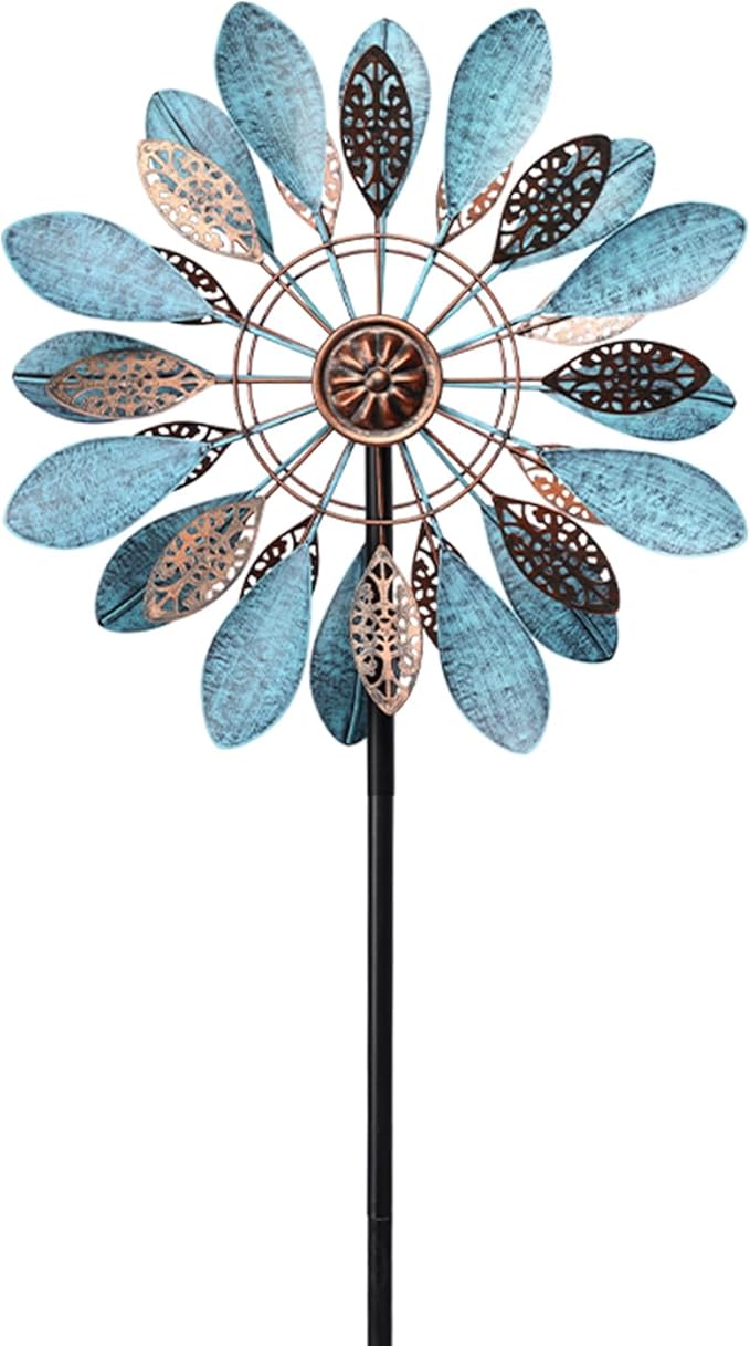 MUMTOP Wind Spinner Outdoor, 50 Inch Metal Two-Way Wind Sculptures Windmill for Yard Art, Garden Decor