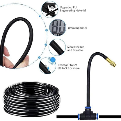 360° Automatic Drip Irrigation Kit - 5/16'' Tubing, Adjustable Spray Nozzle, Copper Atomizing System for Garden/Lawn/Greenhouse, Multi-Directional Rotation, Quick Connectors, 16.4FT