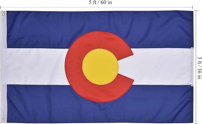 Colorado State Flag 3x5 Ft Deluxe Full Embroidered Premium Polyester Durable CO Outside Flag with Sewn Stripes and Brass Grommets for Indoor/Outdoor