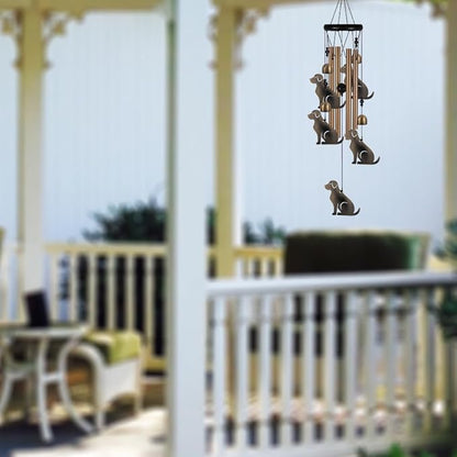 Garden Dog Wind Chimes Outdoor Indoor Decor - with 4 Tubes 4 Bells 5 Dogs Wind Chime, Mobile Romantic Dog Wind Catcher, Dogs Windchimes for Home, Mom Gifts, Balcony, Tree, Festival, Garden Decoration