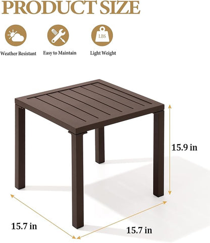 Crestlive Products Aluminum Outdoor Side Table Set of 2, Pool Lounge Chair Side Table, Weather Resistant Small Square Coffee End Table for Patio, Yard, Garden, Porch, Deck, Outdoor