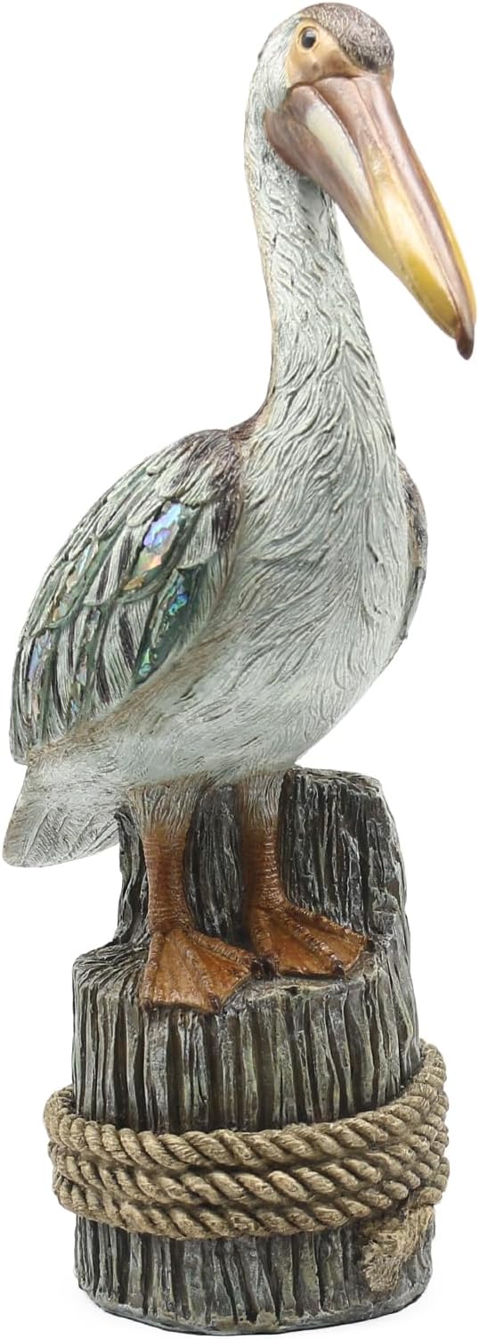 Lukitas Standing Pelican Statue and Sculpture Decor, Coastal Beach Bird Figurine, Creative Decorative Ornament for Home Garden Lawn Outdoor, Resin 14''