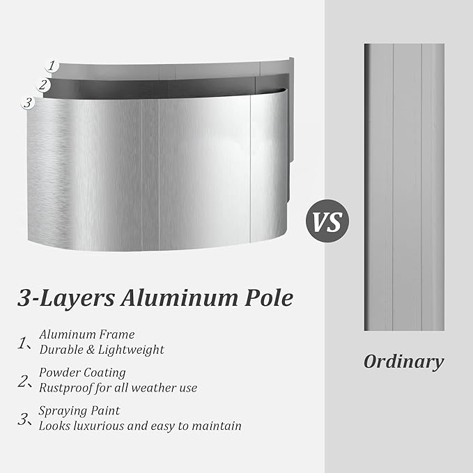 Domi 10x10ft Auto-Bloom Patio Umbrella - Outdoor Large Square Cantilever Umbrella, Heavy Duty Windproof Offset Aluminum Sun Shade with UV Protection for Beach, Pool, Balcony, Porch, Deck, Gray