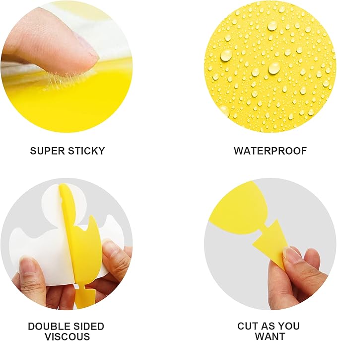 Gideal 48-Pack Dual-Sided Yellow Sticky Traps for Indoor/Outdoor Use, Gnat Trap for Flying Plant Insect Such as Fungus Gnats, Whiteflies, Aphids, Fruit Fly, Leafminers, etc - Cute Shapes