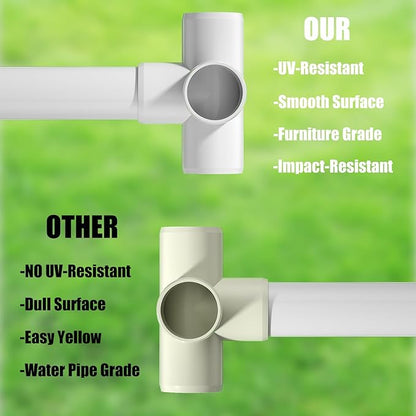 4PCS 1-1/2Inch Elbow PVC Fitting, 5-Way Heavy Duty PVC Pipe Fitting, Furniture Grade PVC Fitting Connector Corner Fitting for Water Supplies Build PVC Furniture DIY Garden Shelf Greenhouse