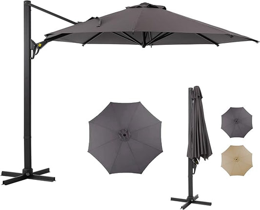 SUNVIVI OUTDOOR Outdoor Patio Umbrella, Patio Umbrella, Market Umbrella, Large Outdoor Umbrella, Metal Pole Umbrella with Push Button Tilt and Crank, Polyester Canopy