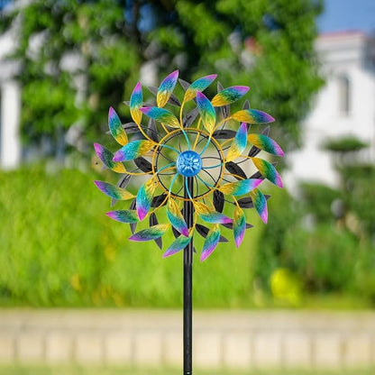 DREAMSOUL 360° Wind Spinners Outdoor with Metal Stake, Kinetic Two-Way Wind Spinners for Yard and Garden Decor (63 * 13 Inches)
