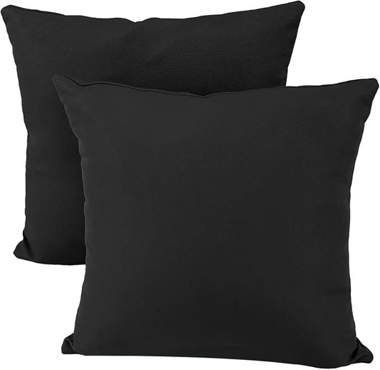 idee-home Outdoor Pillows with Inserts Included, Patio Outside Square Pillows Waterproof Set of 2, 18 x 18 inch Black
