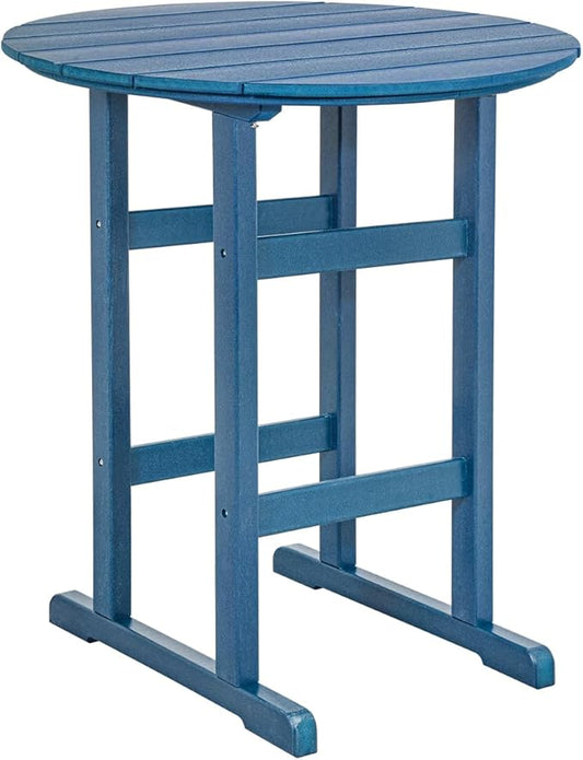 Sundale Outdoor Adirondack Round Bar Table, 39 Inch Height Patio Large Pub Table for 4, All Weather HDPE High Top Bistro Counter Table for Outside Deck Porch Balcony Poolside, Navy Blue