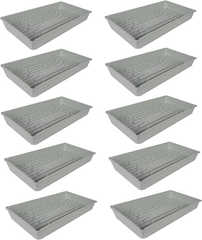 SUNPACK 10" x 20" Mega Plastic Seed Starting Tray, White, 2.5" (Pack of 10) - No Drainage Holes, Ideal for Greenhouses or Indoor Gardening - Made of Thick, Strong Plastic
