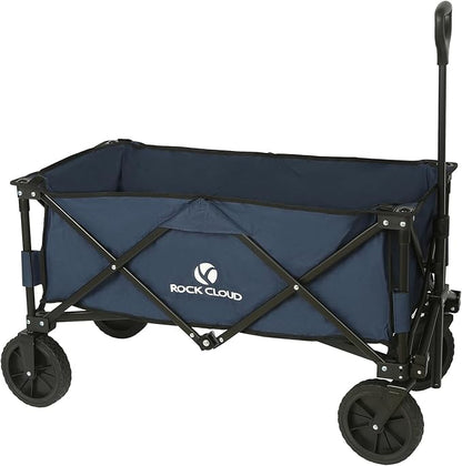 ROCK CLOUD Folding Wagon Cart Utility Outdoor Camping Carry Cart Heavy Duty Portable Collapsible Garden Cart with Universal Wheels and Adjustable Handle for Outdoor Camping Beach Sports
