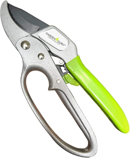 Garden Guru Professional Ratchet Pruning Shears Clippers – 4X Cutting Power – Ratcheting Garden Anvil Pruners Scissors - Makes Tough Cuts Easy - Great for Seniors & Arthritic Hands (4 Pack)