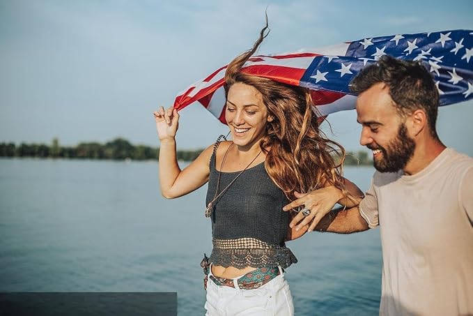 420D American Flags for Outside 3x5 Ft. American Flags 3x5 Ft Outdoor Heavy Duty. Indestructible US Flags with Embroidered Stars, Sewn Stripes, Brass Grommets and Vivid Colors.