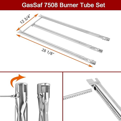 GasSaf 22.5 Flavorizer Bars 7536 7537 | 28 1/8 inch Grill Burner 7508 for Weber Spirit 300 E-310, E-320(Side-Knob), Gas Grill Parts for Spirit 700, Weber 900, Genesis Silver B/C Replacement Parts